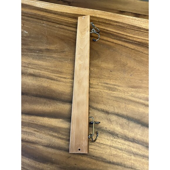 Vintage Wood & Brass Tie Rack Belt Holder Wall Mount Organizer 36 Folding Hooks - Picture 10 of 10